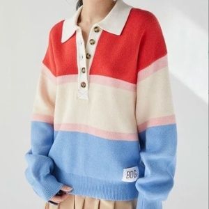 BDG Red, Cream, and Blue Striped Sweater